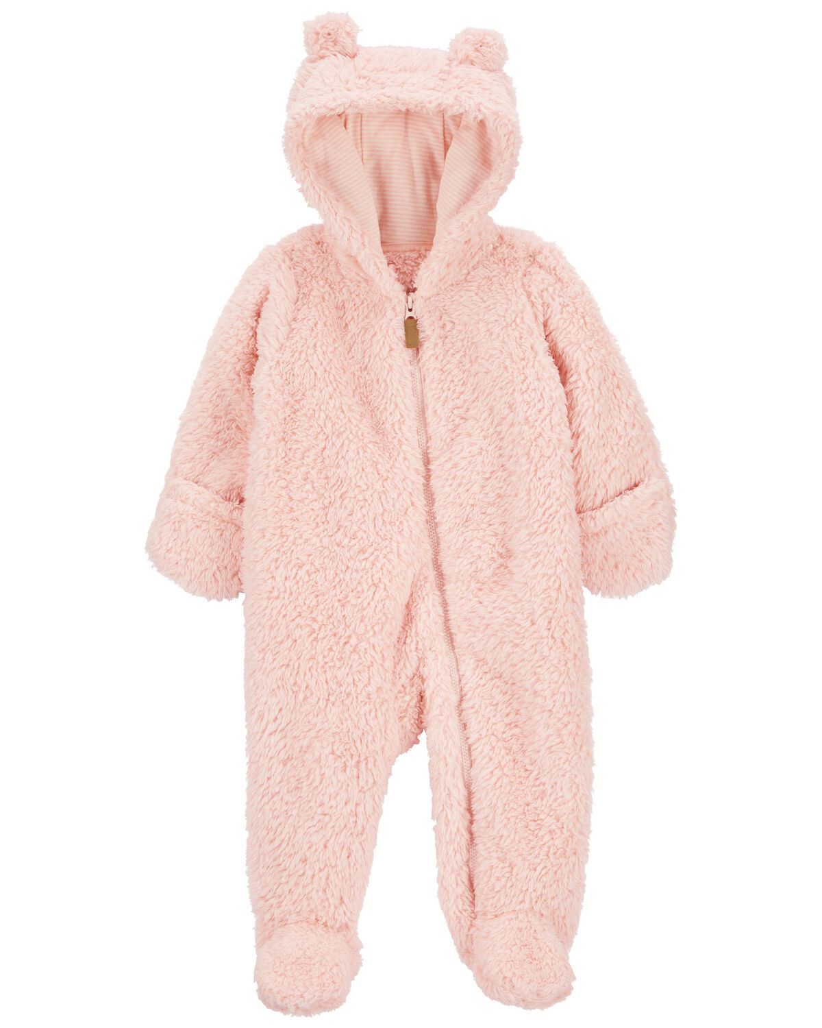 Pink Baby Hooded Sherpa Jumpsuit | carters.com | Carter's