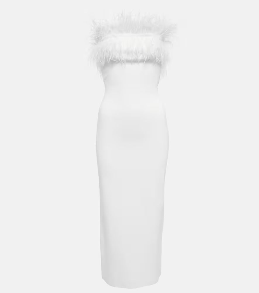 Staud Nellie feather-trimmed midi dress | Mytheresa (US/CA)