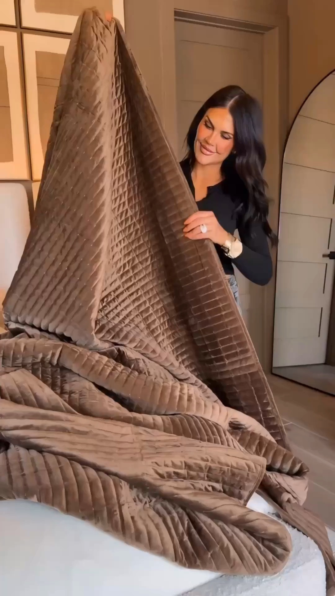 I love quilts, and this velvet quote is one of my favorites. It is so soft, plush, the color is gorgeous, and it's perfect all year round. 😍 Designer inspired quilt Amazon affordable quilt Amazon home finds Amazon home Decor RH inspired bedroom Designer inspired bedding Neutral bedroom decor Chocolate velvet quilt 

Summerthompsonstyles