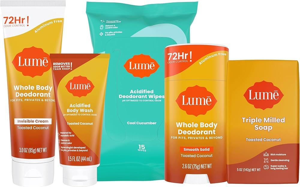 Lume Whole Body Deodorant Starter Pack - Solid Stick, Invisible Cream Tube, Acidified Body Wash M... | Amazon (US)