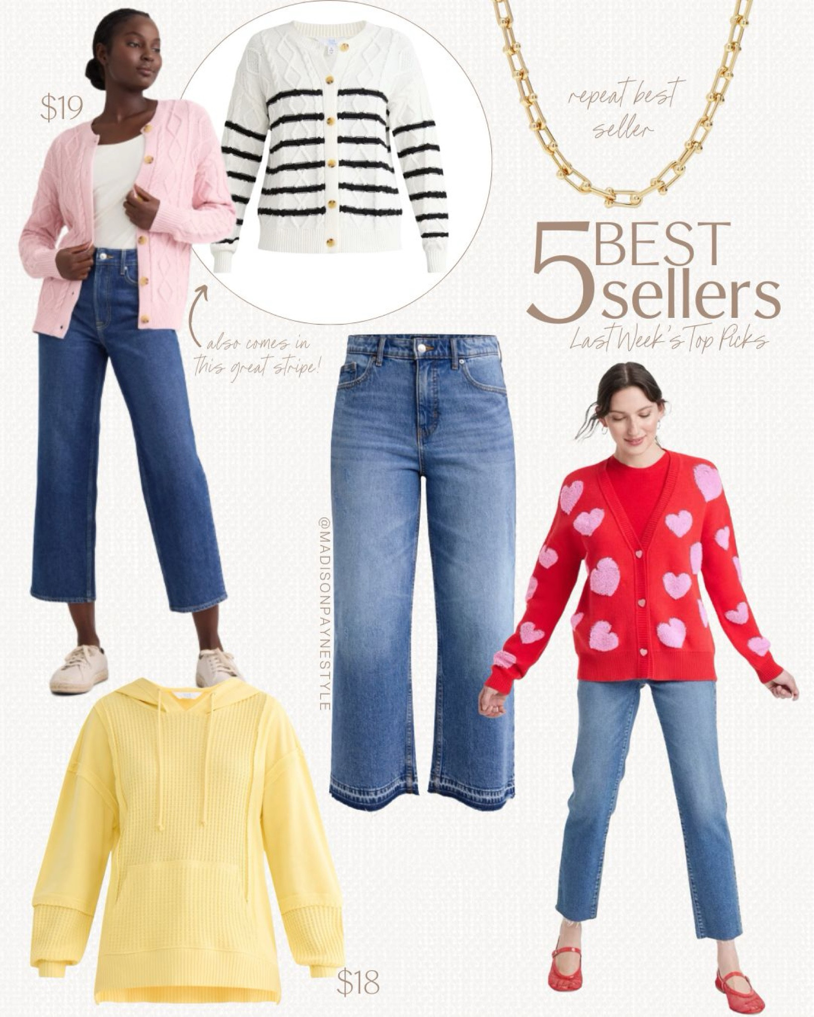 $19 cardigan was a best seller last week 🥰 along with a necklace that is a repeat best seller, a mixed media hoodie, jeans, and a heart cardigan perfect for Valentine’s Day💕

Cardigan, Walmart cardigan, Amazon jewelry, Walmart jeans, Target cardigan, valentines cardigan, Valentine’s Day, Madison Payne 

#LTKSeasonal #LTKStyleTip #LTKFindsUnder50