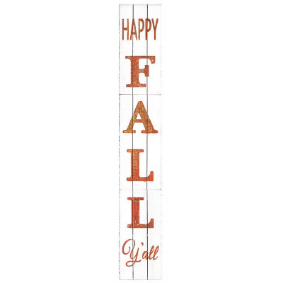 HomeRoots 72" White And Orange Solid Wood Happy Fall Porch Sign | Target