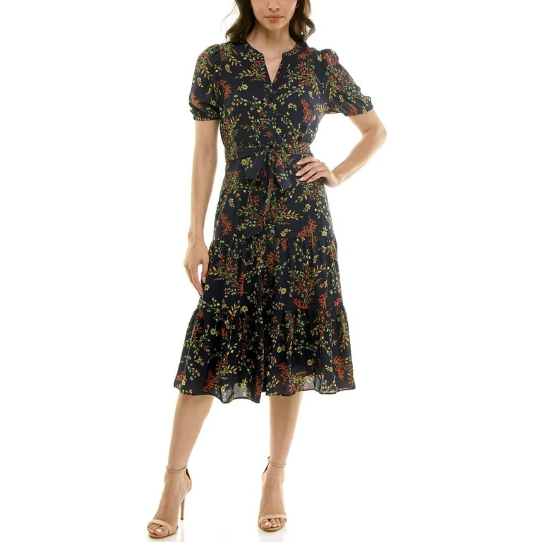 Nanette Lepore Women's Puff Sleeve Lace Midi Dress, Sizes XS-XXXL | Walmart (US)