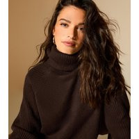 Women's Dark Brown Rib Roll Neck Jumper New Look | New Look (UK)