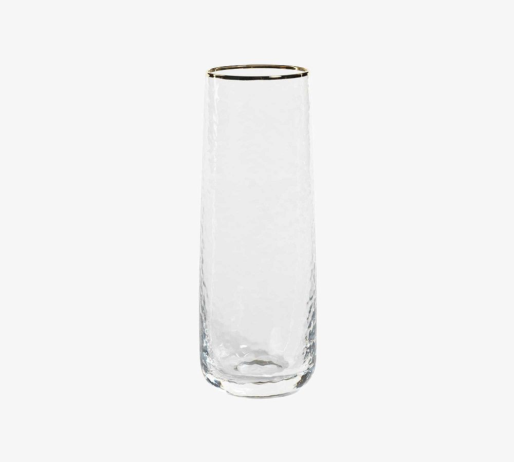 Hammered Gold Rim Stemless Champagne Flutes - Set of 4 | Pottery Barn (US)