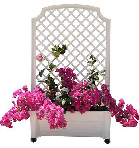 2-Piece Plastic Planter Box Set With Trellis | Wayfair North America