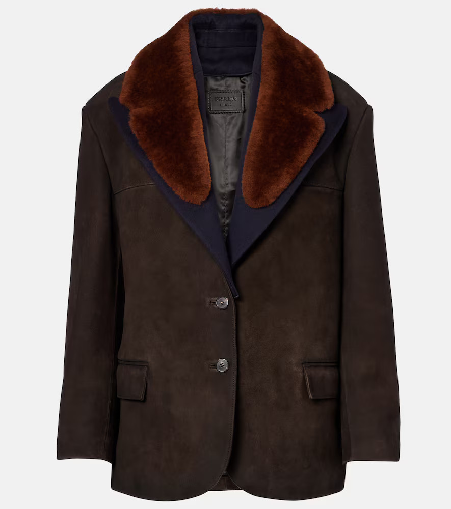 Prada Shearling-trimmed suede jacket | Mytheresa (US/CA)