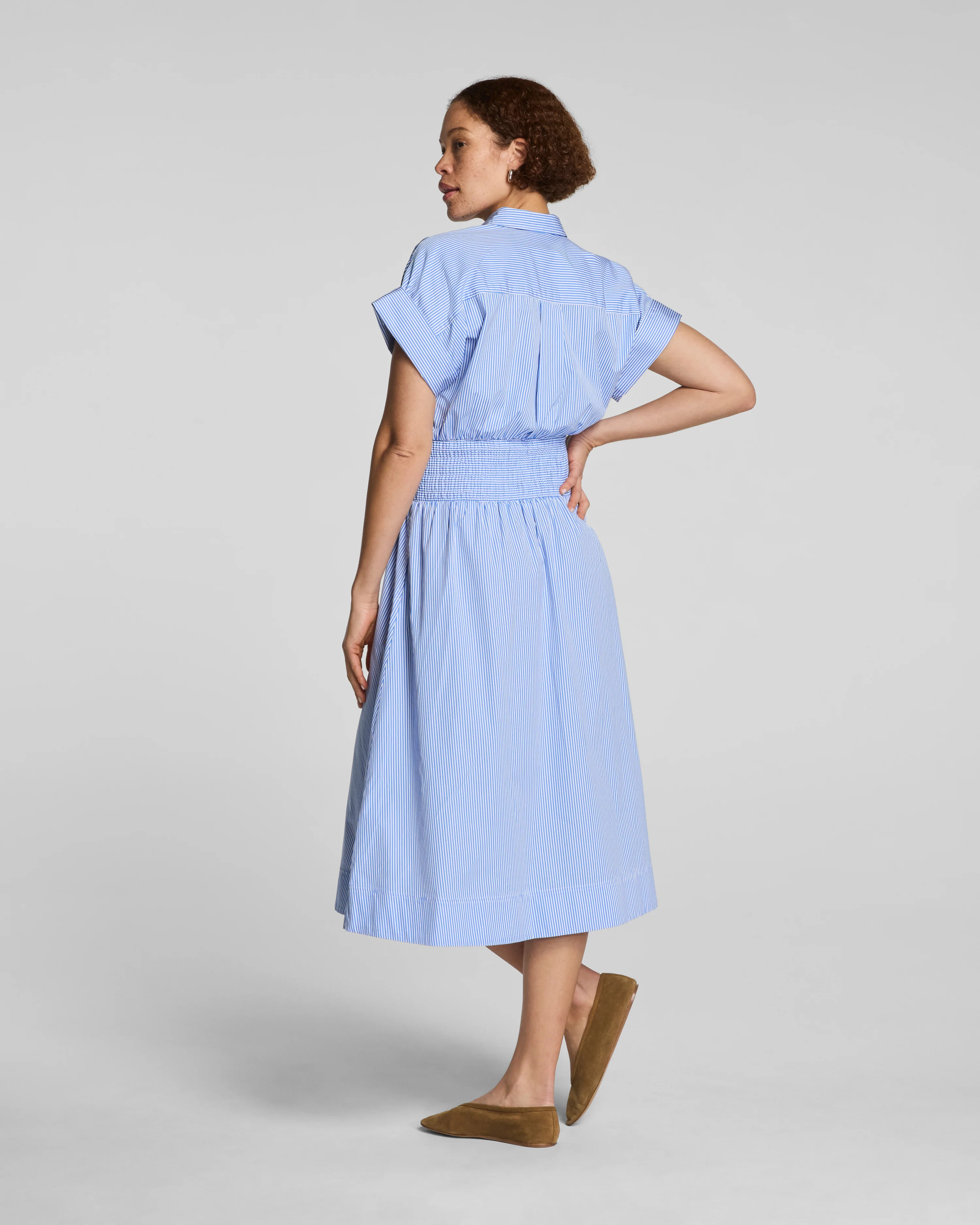SPANX® Poplin Smocked Midi Shirt Dress | Spanx