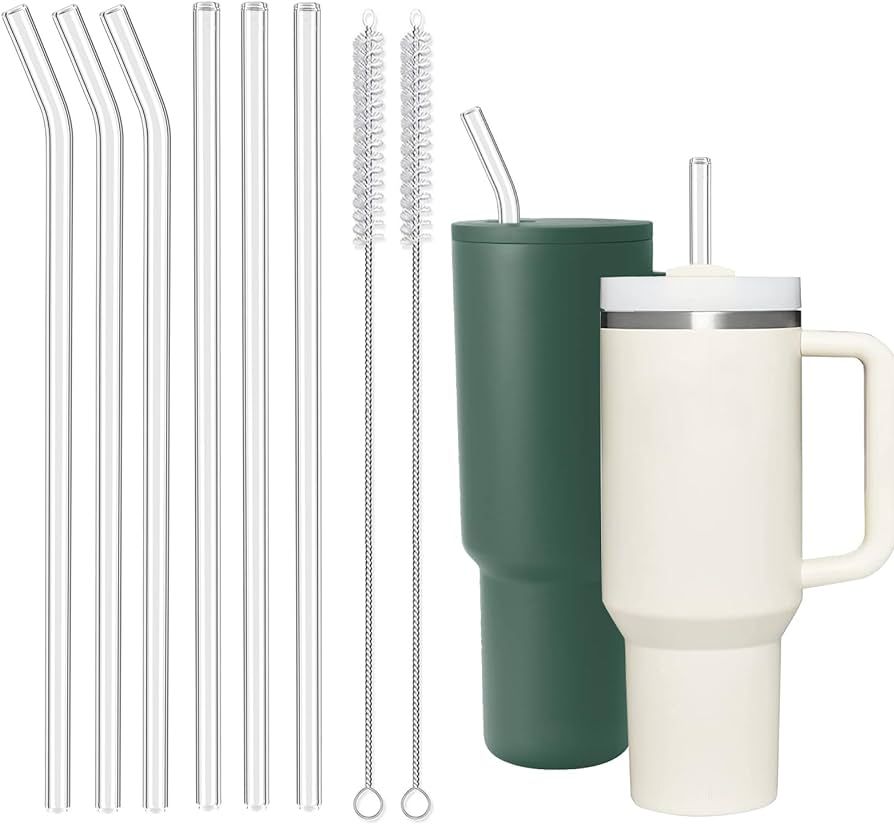 Reusable Straw for Stanley 40 oz 30 oz Cup Tumbler Replacement Stanley Straw 6 Pack Clear Glass S... | Amazon (US)