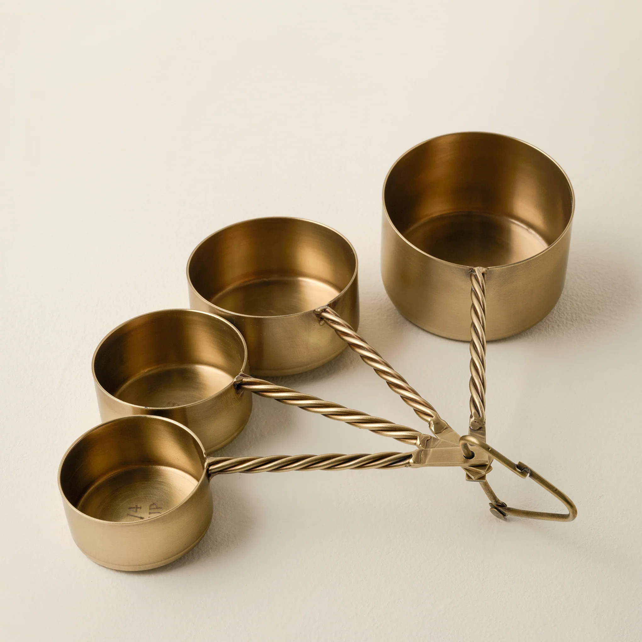 Antique Brass Twisted Measuring Cups | Magnolia