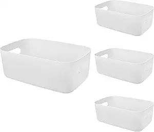 CozyCat Plastic Storage Bins , Pantry Collection & Fridge Organizer Bins, White Multi-Use Boxes, ... | Amazon (US)