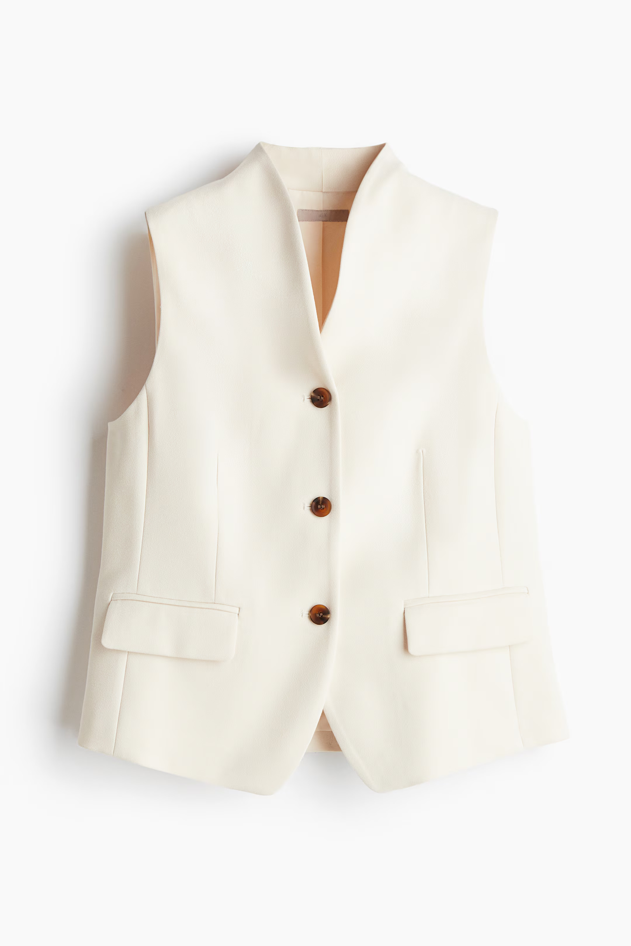Anzuggilet - V-Ausschnitt - Normale Länge - Cremefarben - Ladies | H&M AT | H&M (DE, AT, CH, NL, FI)