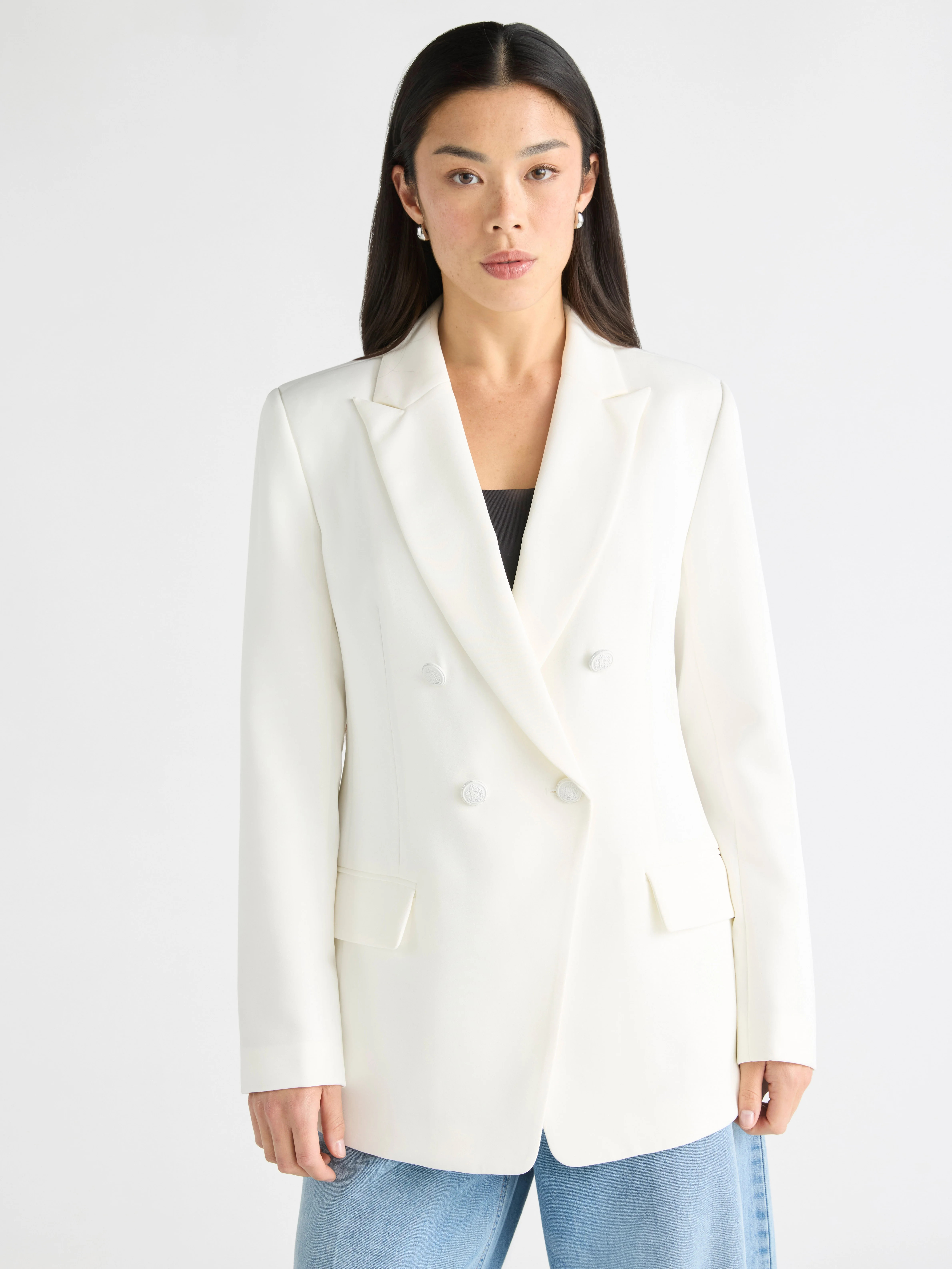 Scoop Women's Slim Fit Double Breasted Blazer, Sizes XS-XXL | Walmart (US)