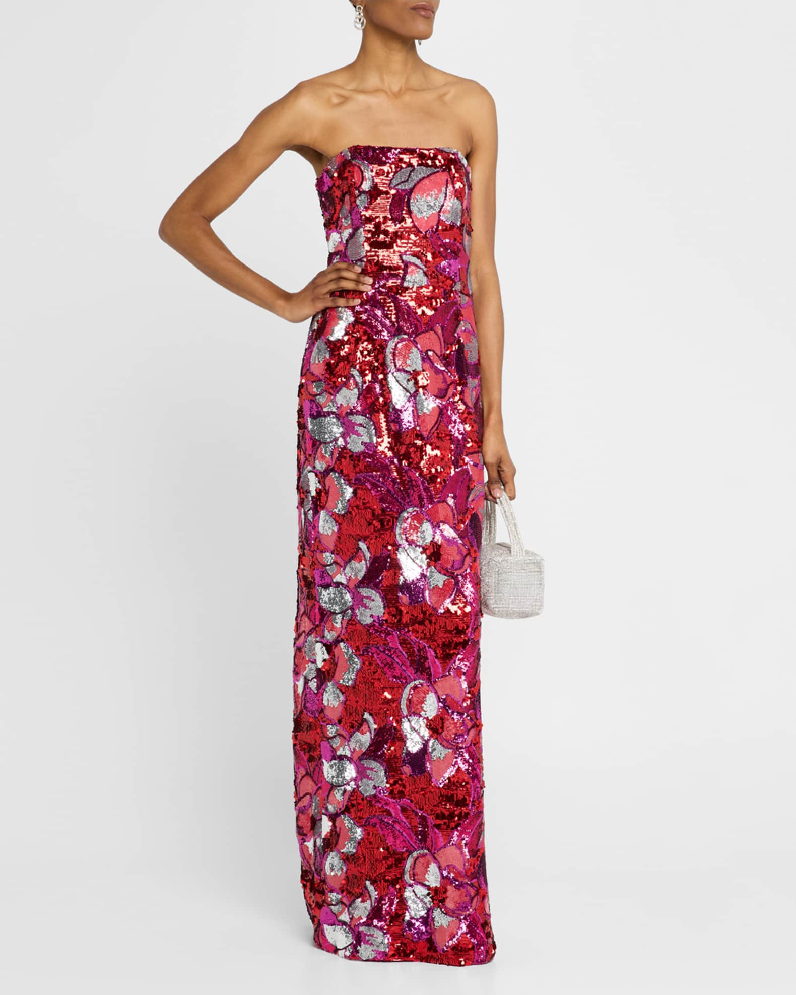 Serena Strapless Floral Sequin Column Gown | Neiman Marcus
