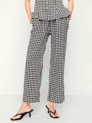 High-Waisted Linen-Blend Straight-Leg Pants | Old Navy (US)
