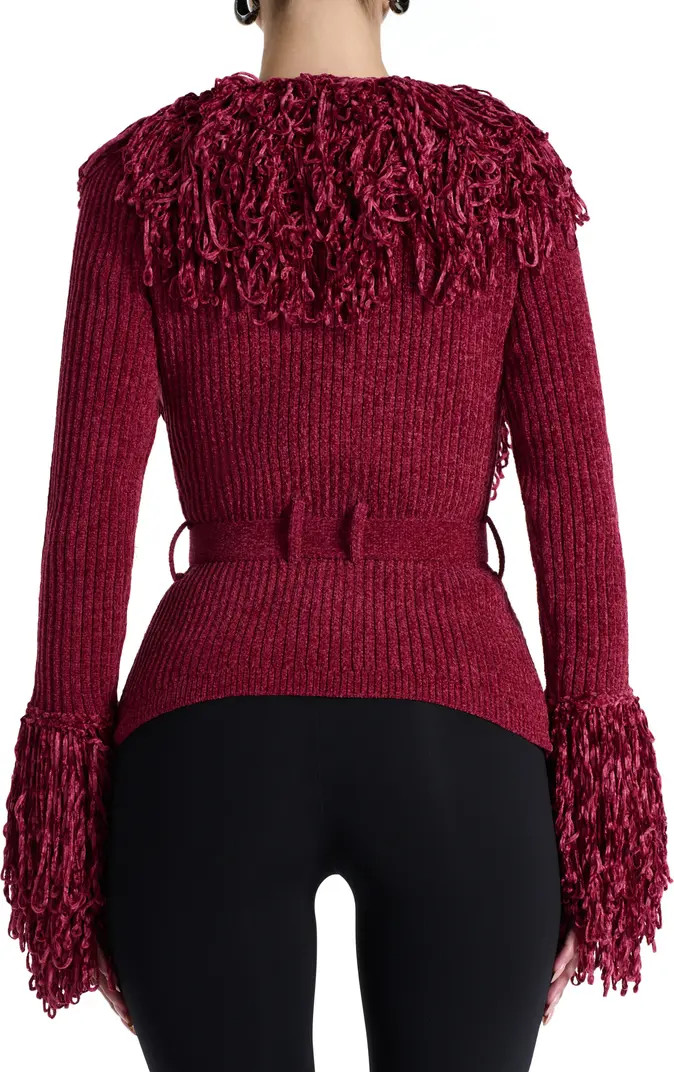 Fringe Tie Waist Chenille Cardigan | Nordstrom