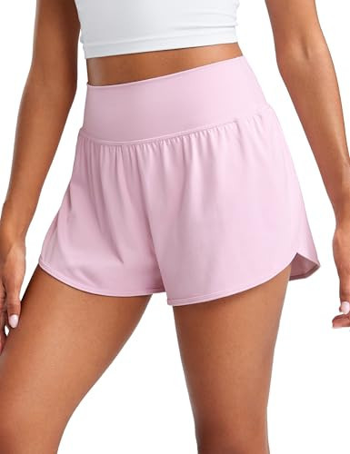 CRZ YOGA Butterluxe-Light High Waisted Dolphin Shorts for Women 2.5" Soft Split for Casual Lounge Athletic Yoga with Liner Pink Peony Small | Amazon (US)