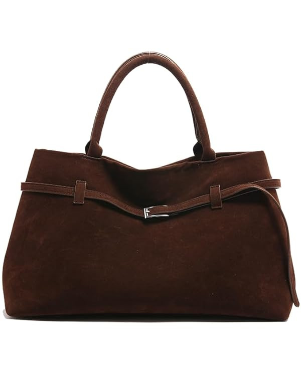 Faux Suede Tote Bags for Women - Large Suede Vintage Shoulder Satchel Bag Bucket Handbag Slouchy ... | Amazon (US)