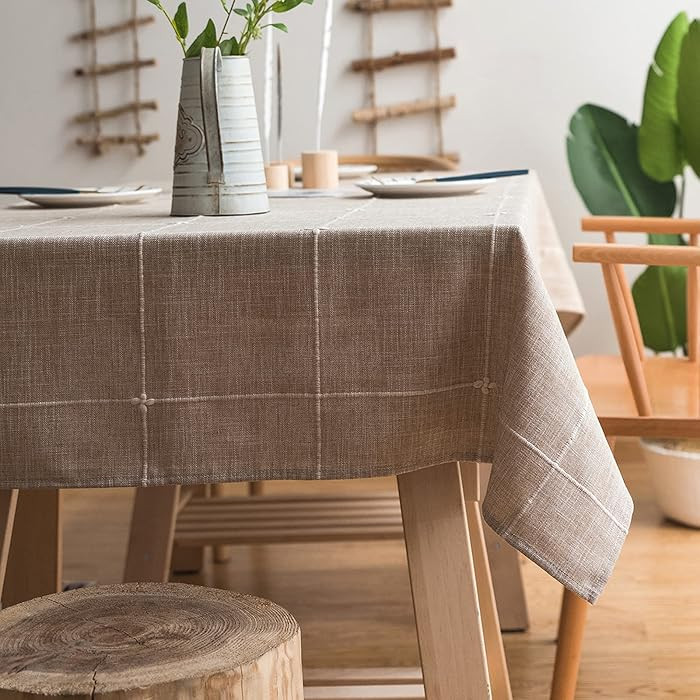 ColorBird Solid Embroidery Lattice Tablecloth Cotton Linen Dust-Proof Checkered Table Cover for K... | Amazon (US)