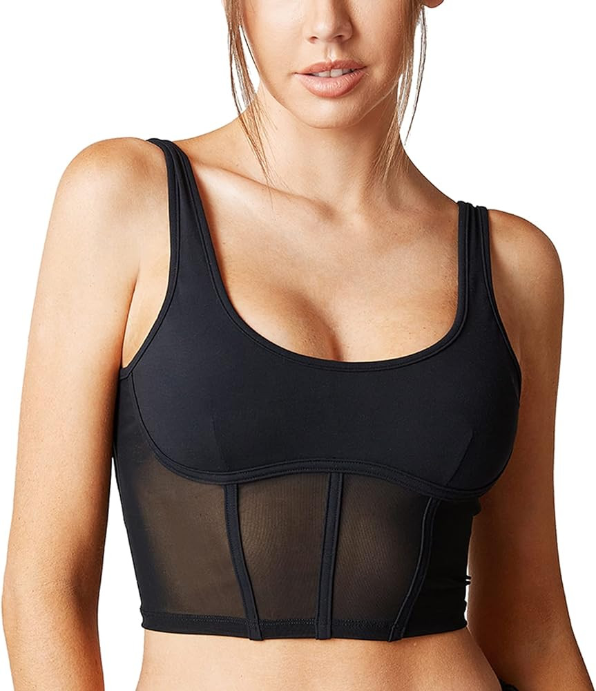 Open Back Padded Built-in Sports Bra Longline Sports Bras Low Back Yoga Fitness Workout Crop Top ... | Amazon (US)