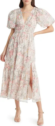 Floral Puff Sleeve Empire Waist Dress | Nordstrom