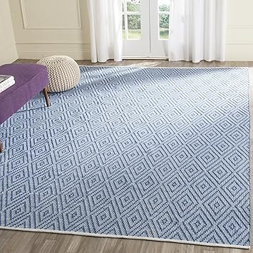 Safavieh Montauk Collection MTK811B Handmade Flatweave Blue and Ivory Cotton Area Rug (8' x 10') | Amazon (US)