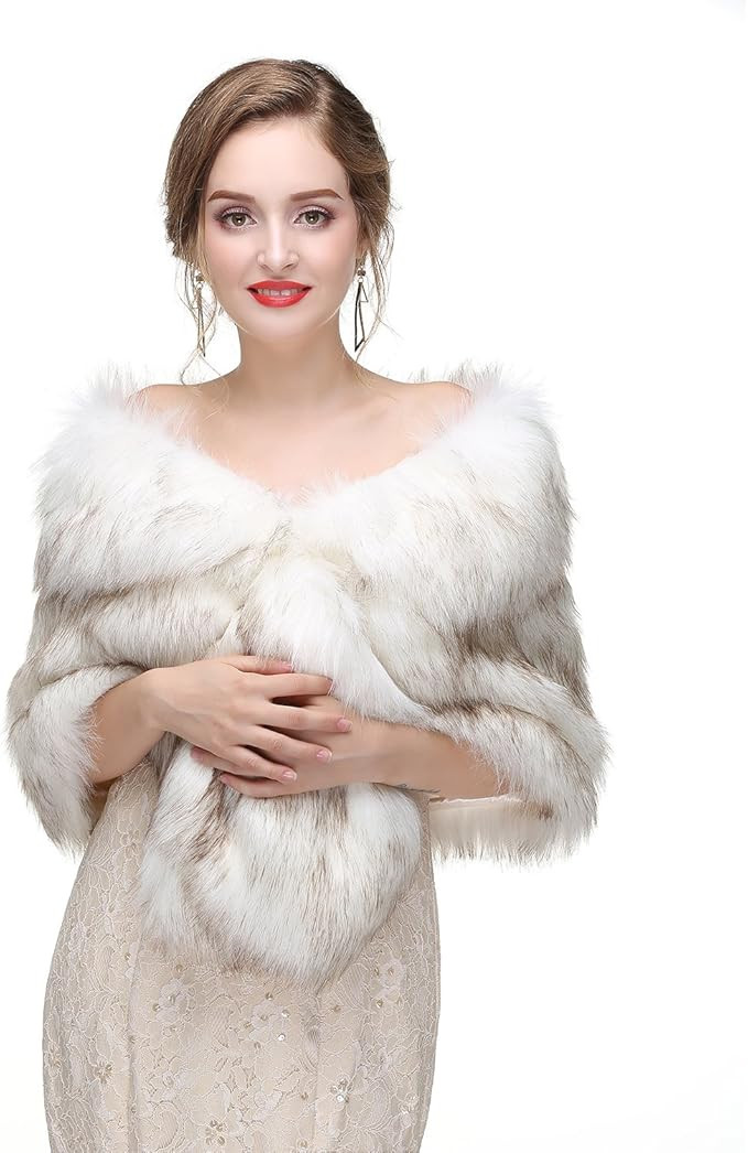 Wedding Women Faux Fox Fur Wraps Shawls Stoles Cape Shrug for Bridal Evening Party | Amazon (CA)