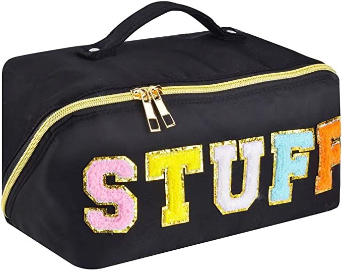 MZLUWM Makeup Bag, Wide Open Cosmetic Bag, Portable Nylon Waterproof Travel Toiletry Bag for Wome... | Amazon (US)