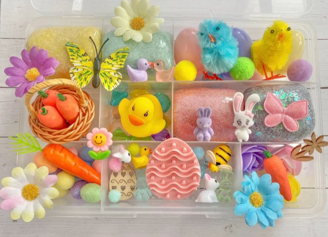 Easter Play Dough kit, spring playdough set, girls boys gift sensory kit, toddler Easter basket s... | Etsy (US)