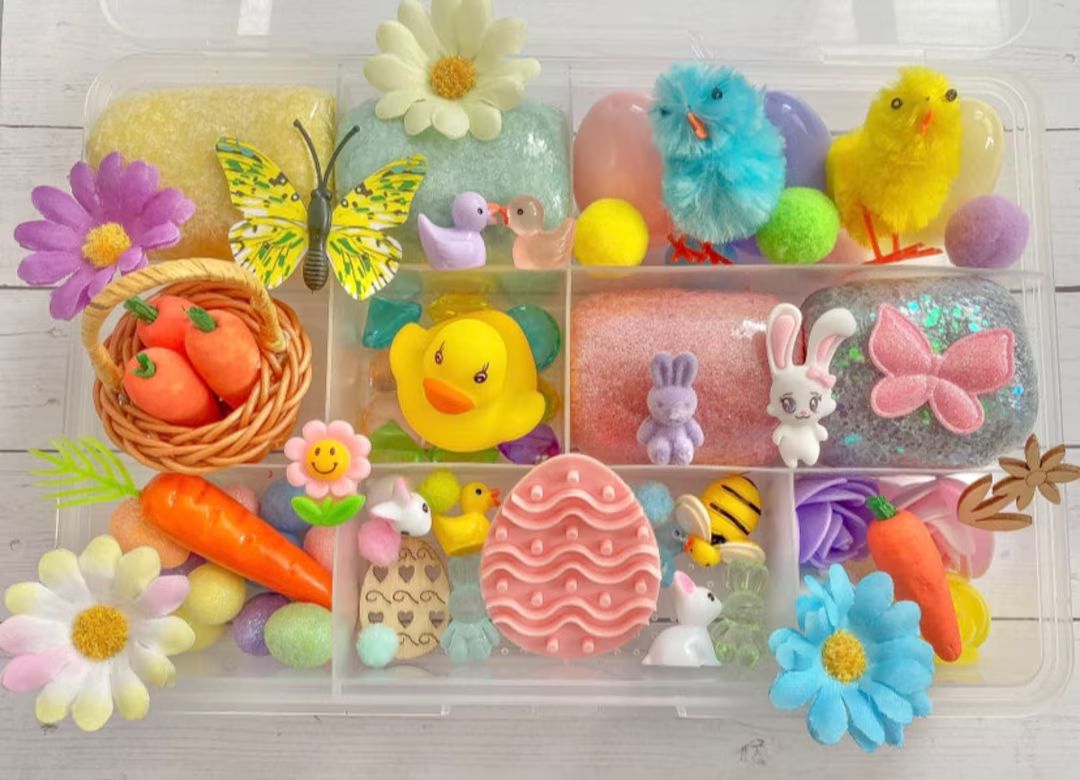 Easter Play Dough kit, spring playdough set, girls boys gift sensory kit, toddler Easter basket s... | Etsy (US)