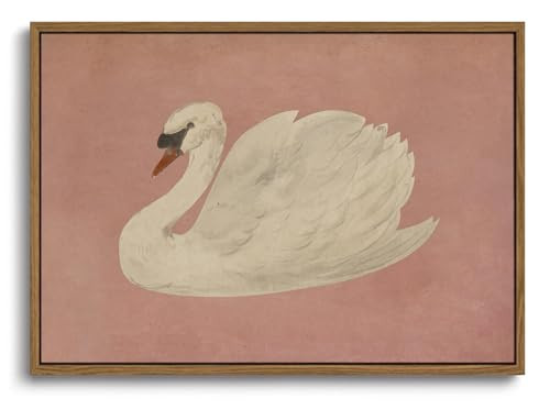 KISSFOX Framed Wall Art Vintage Wall Decor Pink Swan Pictures Retro Animal Canvas Art Rustic Aesthetic Paintings Farmhouse Artwork For Bedroom Living Room Kitchen | Amazon (US)