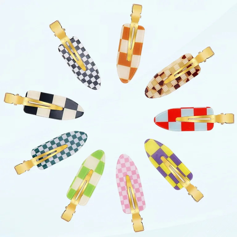 9PCS No Bend Hair Clips, Checkerboard No Crease Curl Pins, Acrylic Resin Flat Styling, Colorful B... | Walmart (US)