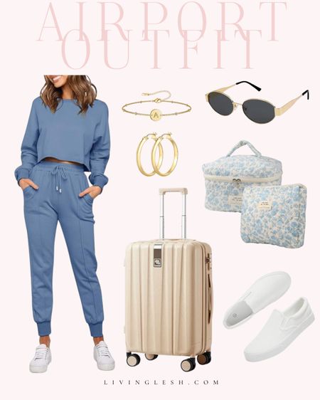Airport outfit | Travel outfit | Casual outfit | Amazon outfit | Amazon fashion | Matching set | Carry on suitcase | Trendy sunglasses | Slip on shoes

#LTKActive #LTKFindsUnder50 #LTKTravel