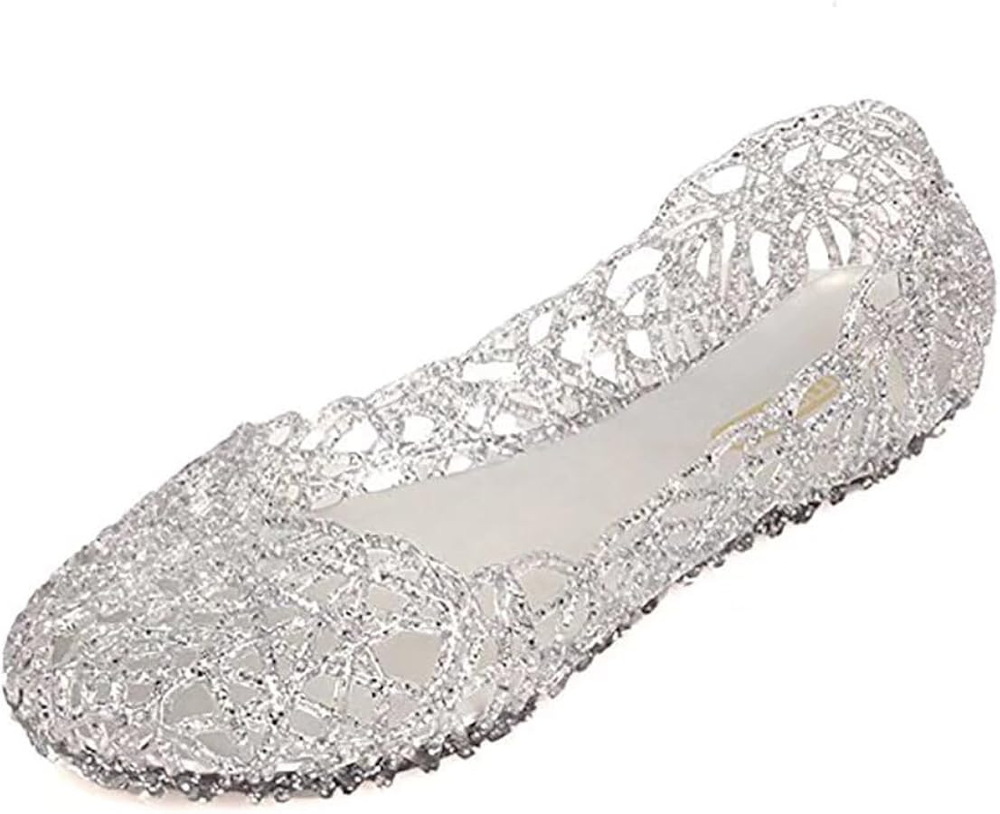 Women's Jelly Sandals Ballet Shoes Slip On Flats Hollow Out Loafers | Amazon (US)