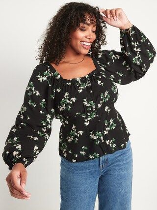 Floral-Print Square-Neck Blouse for Women | Old Navy (US)