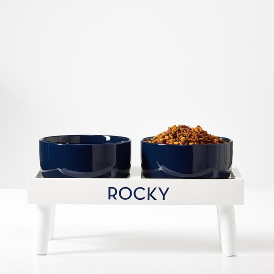 Ceramic Dog Bowls with Wooden Stand | Mark and Graham