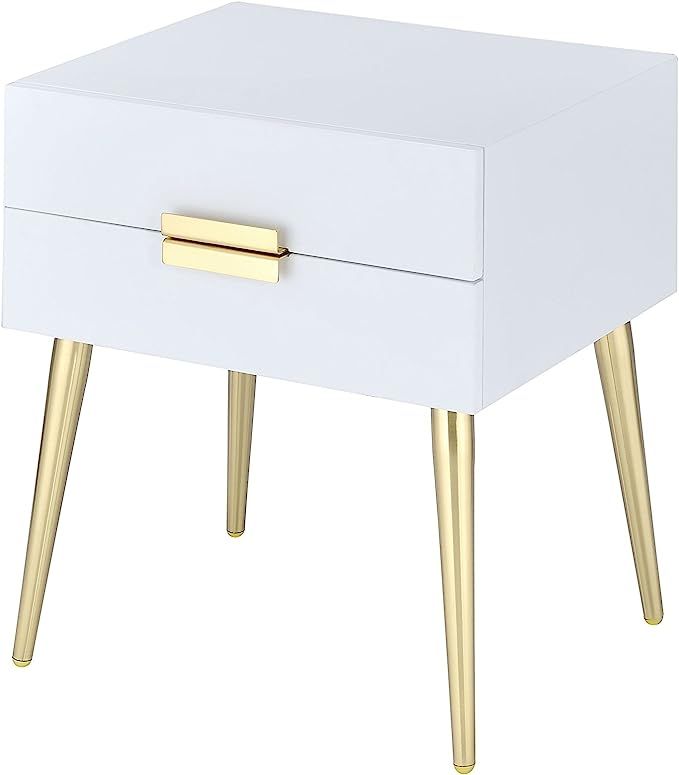 ACME Furniture 84496 Denvor End Table, White/Gold | Amazon (US)