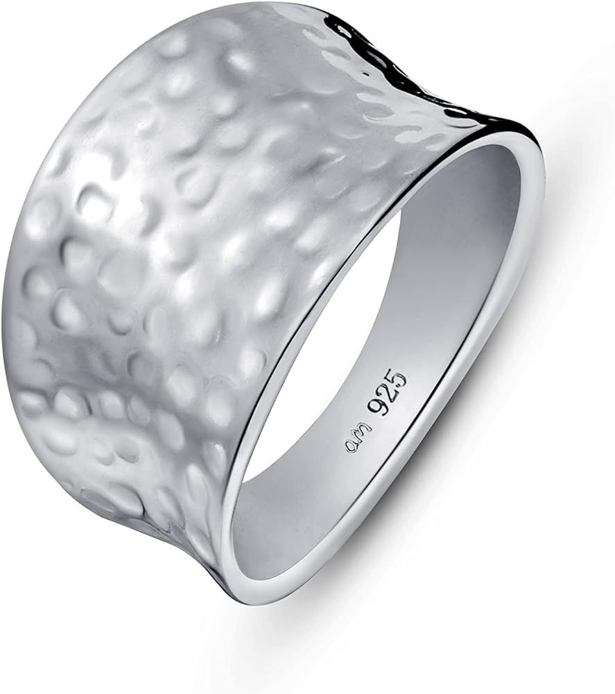 Amberta Women's 925 Sterling Silver Hammered Ring | Amazon (US)