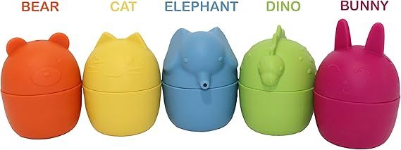 Silicone Bath Toys 5 Assorted Animals Yellow, Blue, Orange, Green, Magenta Appx. Size 2.83'' x 2.... | Amazon (US)