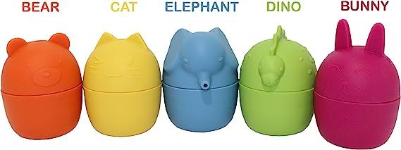 Silicone Bath Toys 5 Assorted Animals Yellow, Blue, Orange, Green, Magenta Appx. Size 2.83'' x 2.... | Amazon (US)
