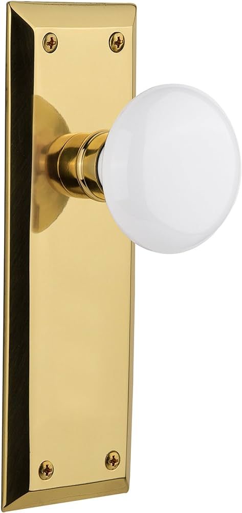 Nostalgic Warehouse New York Plate & Interior White Porcelain Round Door Knob | Amazon (US)