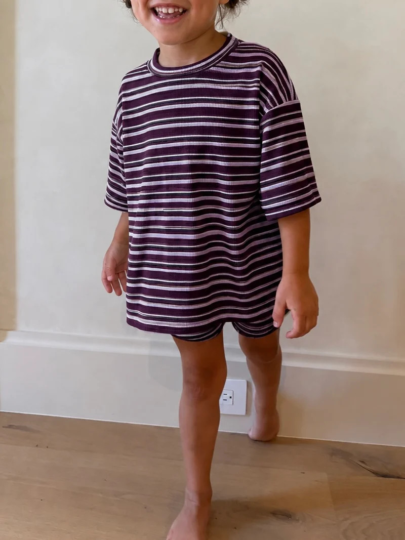 Tiny Jovi Waffle Knit Set | Plum | Shop Talulah