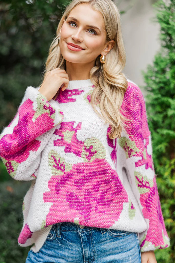 It's Your Choice Ivory White Floral Sweater | The Mint Julep Boutique