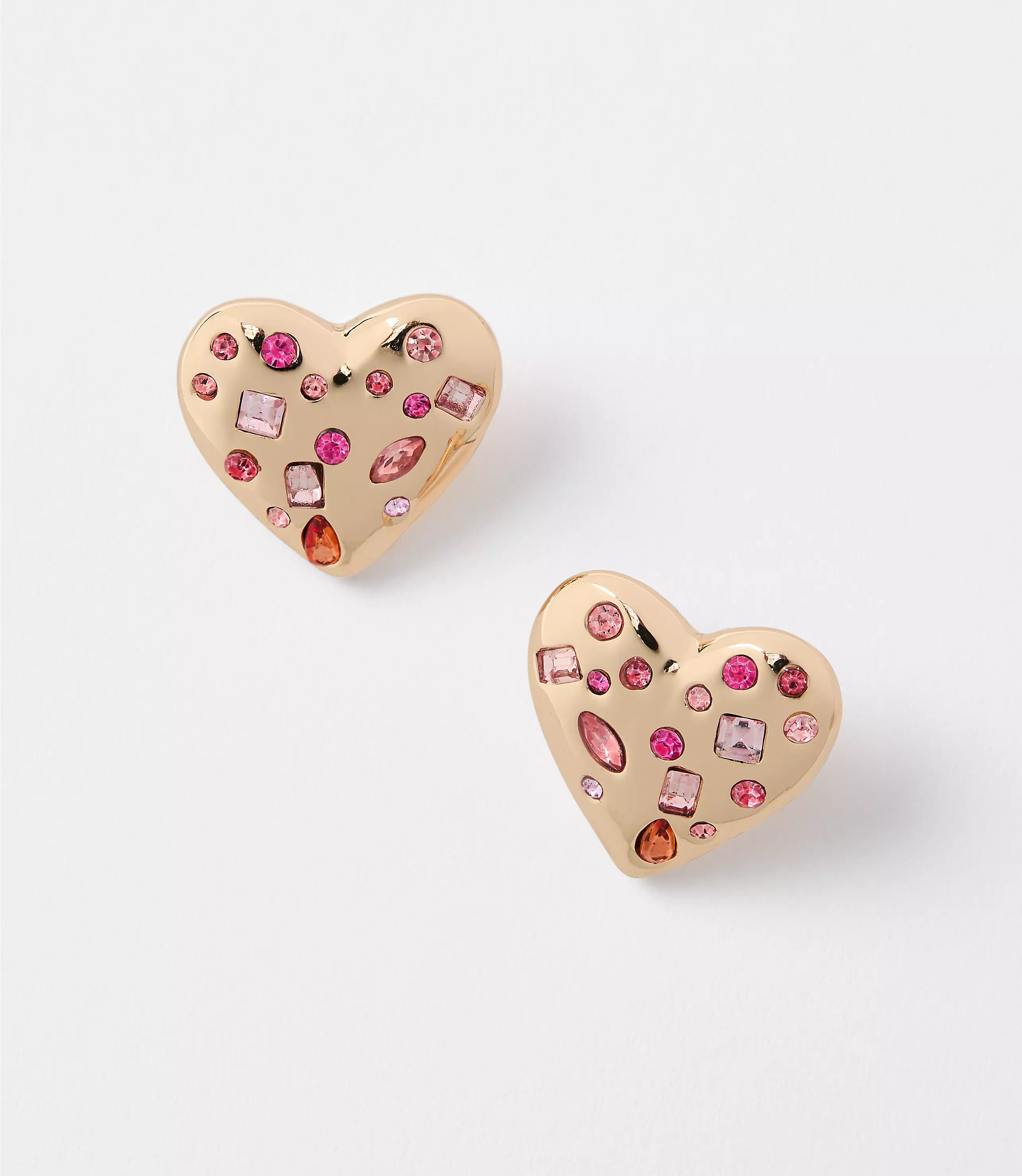 Scattered Crystal Heart Earrings | LOFT