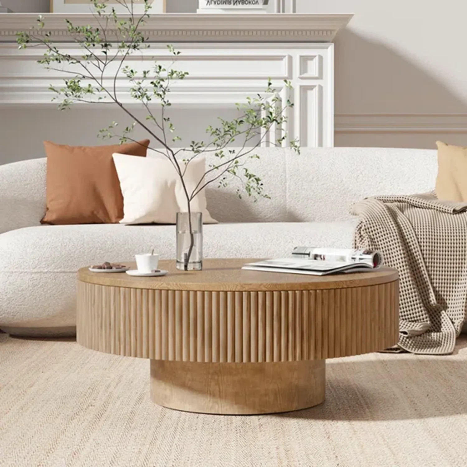 Latitude Run® Fynlee Pedestal Round Coffee Table, Handcrafted Solid Wood Fluted Design & Reviews - Wayfair Canada | Wayfair North America
