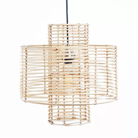 15.25" Cyndi Rattan Silverwood Pendant Light Brown - Decor Therapy | Target