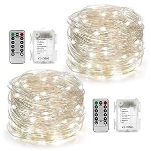 YIHONG 2 Set Fairy String Lights 8 Modes Fairy Lights Twinkling 50 LED String Lights Battery Operate | Amazon (US)