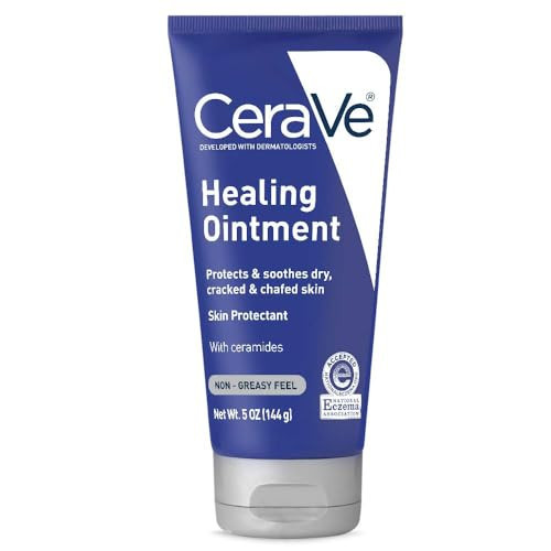 CeraVe Healing Ointment, Hydrating Skin Protectant With Petrolatum, Hyaluronic Acid & Ceramides, Face & Body Skin Barrier Repair For Cracked, Chafed, Dry Skin, Fragrance Free & Lanolin Free, 5 Oz | Amazon (US)
