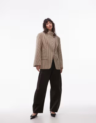 ASOS DESIGN funnel neck wrap blazer in check | ASOS (Global)