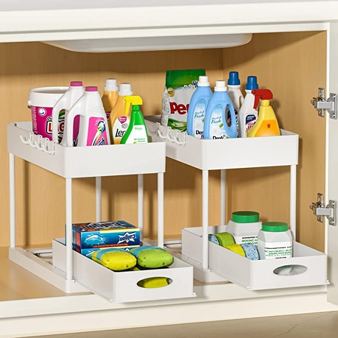 2 Pack Sliding Cabinet Basket Organizer Drawers, Multi-Purpose Under Sink Organizers and Storage ... | Amazon (US)